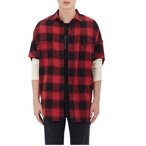 R13 x Barney's "Made in New York" Red Plaid Flannel Oversized Top